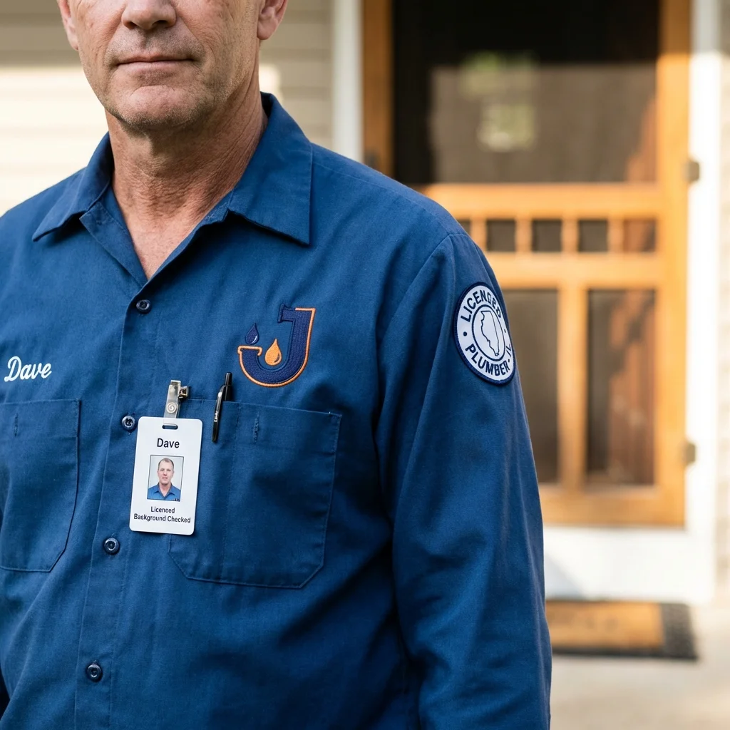 Licensed plumber showing ID badge in Lebanon, PA