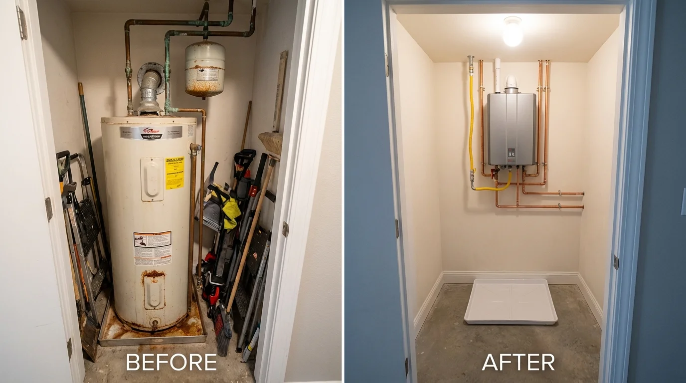 Tank water heater versus wall-mounted tankless unit comparison for Lebanon, PA homeowners